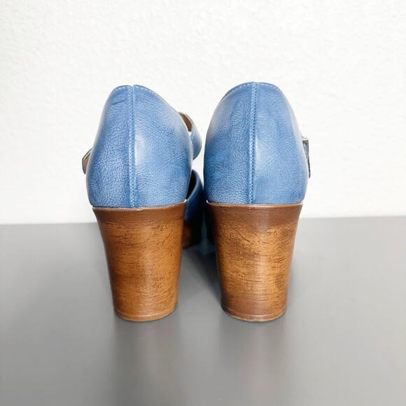 B.O.C. Gia Platform Heeled Mary Jane Clog Blue Perforated Faux Leather Size 10 - Picture 8 of 11